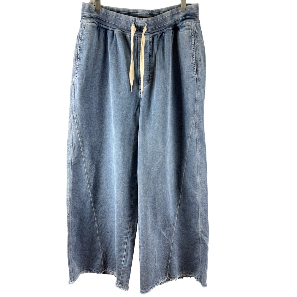 aerie Light Blue Wide Leg Denim Jumpsuit Pants